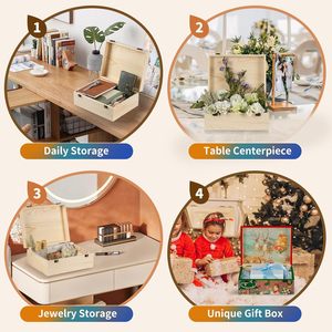 Cassetta in <span class=keywords><strong>Legno</strong></span> <span class=keywords><strong>di</strong></span> Pino Non Finita con Coperchio a Cerniera, Grande, per Artigianato, Stoccaggio e Fai-da-Te - Product Image 6