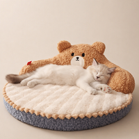 Lit pour chat en forme d'ours, esthétique moderne, toutes saisons, chaud et doux, canapé-lit pour animaux de compagnie, nid de luxe en peluche pour chien, literie pour animaux de compagnie en gros