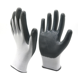 Guantes de mano de seguridad de nitrilo para construcción, guantes de trabajo de nailon con revestimiento de nitrilo, blancos, negros y grises - Product Image 2