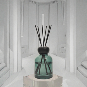Bouteille diffuseur de parfum en verre <span class=keywords><strong>Maoya</strong></span>, 150 ml, vide, transparente, dégradé vert, avec couvercle en bois, écologique, sans parabène, à prix abordable - Product Image 2