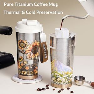 Tasse à café/eau isotherme en titane pur pour filles - Cadeau d'anniversaire portable, isolation thermique de 6 à 12 heures - Product Image 3