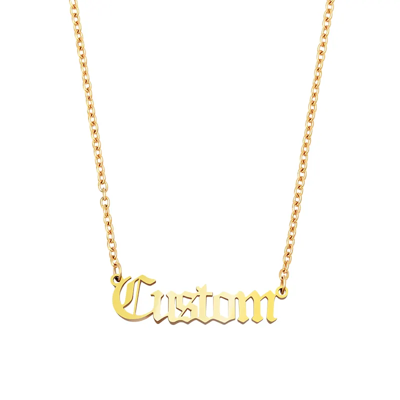 Benutzer definierte Namen 18 Karat Gold Vakuum beschichtete Edelstahl Halskette Personal isierte Brief Halskette für Frauen Benutzer definierte Namen Halskette