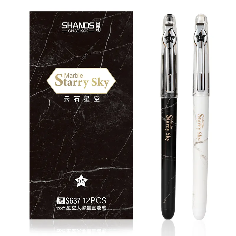 SHANDS Bulk Ink Full Needle Bearing Nib Cap-Pulling Type 0.5mm Gel Pen Thread Grip Metal Penholder Gel Pen for Writing