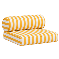 Coussin de fauteuil d'extérieur amovible, imperméable, à rayures dorées et blanches, pour îles tropicales, ports et plages