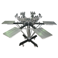 SM6-4565T imprimante d'écran en soie manuelle de haute qualité 6 stations imprimante textile de t-shirt de Table rotative moteur multicolore ferme de moteur
