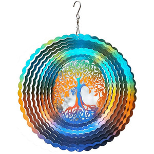 Tournesol à vent Arbre de Vie multicolore en acier inoxydable, sculpture éolienne, cadeau idéal, décoration intérieure et extérieure, artisanat, ornements - Product Image 1