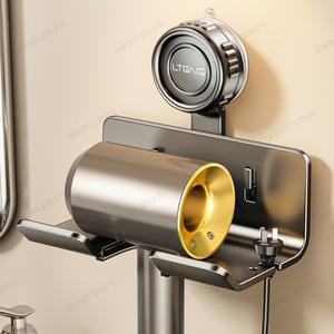 Support mural pour sèche-cheveux à ventouse Lteng, gris, design moderne, gain de place, rangement de salle de bain, unité simple - Product Image 5