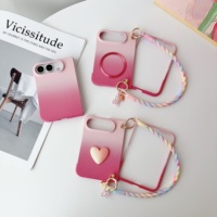 Accessoire magnétique en forme de cœur dégradé rose, adapté à l'étui de téléphone iPhone 18 Ultra, étui de téléphone tendance, sac portable Apple 18 Fold