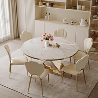 Mesa de Comedor Extensible de Estilo Moderno y Minimalista, con Superficie Redonda de Piedra, para Hogares Pequeños, Conversión de Cuadrada a Redonda, Estilo de Lujo Ligero