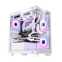 Boîtier PC Gaming en Verre Trempé 2026 M-ATX/ITX USB3.0 Tour Moyenne Micro Bureau Noir Blanc avec Ventilateurs ARGB