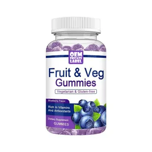 Vegetarian & Gluten-free Gummies untuk meningkatkan sistem imun Blueberry rasa Vitamin C Gummies meningkatkan energi & Stamina suplemen