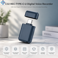 Enregistreur vocal USB C32 avec connecteur Type-C |    Enregistreur audio numérique avec indicateur LED et trou pour cordon
