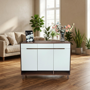 Meuble de rangement autoportant moderne en plastique gris avec design ventilateur pour salon et mobilier de maison - Product Image 3