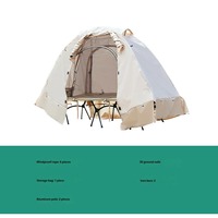 Tente de camping double couche quatre saisons résistante au vent et à la pluie avec poteaux en aluminium pliables, idéale pour une personne, utilisable avec un lit de camping.