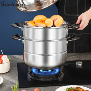 Juego de utensilios de cocina más vendidos, ollas de cocina multicapa, cocina de vapor de acero inoxidable de gran capacidad de <span class=keywords><strong>3</strong></span> capas - Product Image 6