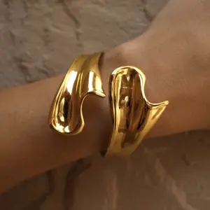 New Arrival Trend Exaggerated Punk Irregular Open Bracelet Bangle Cuffs Jewelry Women Valentine's Day And Mother's Day Gift