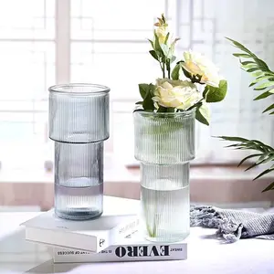 Water tower European-style glass vase water cultured dry flowers large diameter transparent living room decoration