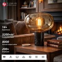 Vente d'usine : Lampe de chevet nordique en marbre, lampe de table décorative à boule de verre, lampe de table décorative personnalisée pour salon