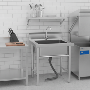 Fregadero Utilitario de 1 Compartimiento, Independiente, de Acero Inoxidable, Pequeño, para Cocina, Garaje, Restaurante, Lavandería - Product Image 1