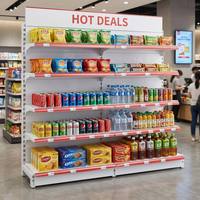 Étagère de gondole en acier réglable à 5 niveaux double face robuste, présentoir de supermarché, étagère à grille antirouille pour magasins de détail
