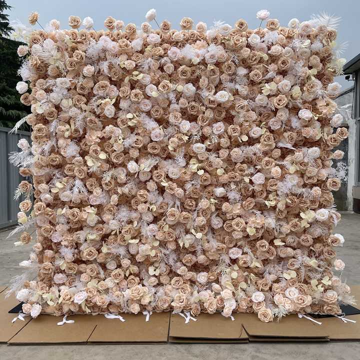 Silk Flower Curtain Backdrop Artificial Roll Up Flower Wall Decoration