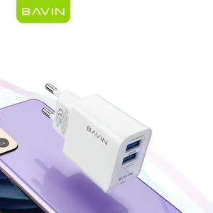 BAVIN toptan özel çift USB bağlantı noktaları 5V 2A 12w ab tak hızlı şarj HomeTravel duvar şarj cihazı mikro USB veri kablosu PC506Y