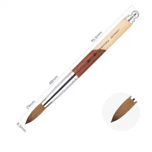 BW64-20 2023, классический дизайн, бежевая и коричневая деревянная ручка, колинская акриловая кисть для ногтей, Размер 20 от производителя кисти для ногтей