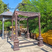 BLVE décor extérieur grand gazebo antique en métal rond gazebos de mariage en fonte pavillon avec pilier de statue de dame