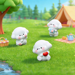 ตุ๊กตาเรซิ่นรูปสุนัขสีขาวน่ารักสไตล์คาวาอี้ขนาดเล็ก ของตกแต่งสำหรับวางบนคอนโซลรถยนต์ โต๊ะทำงาน และสวนเทพนิยาย - Product Image 3
