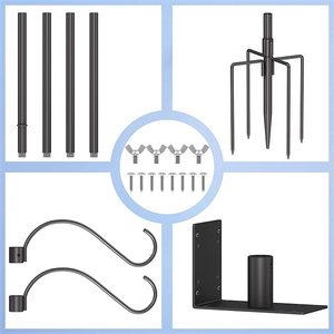Mangeoire à oiseaux JH-Mech, sections de poteau, nettoyage facile, 5 fourches à pointes robustes, ensemble de support de montage, <span class=keywords><strong>grande</strong></span> mangeoire à oiseaux en métal sur pied - Product Image 3