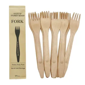 Ecofriendly Cutlery 185mm Disposable Birch Dessert Wooden Knives Forks And Spoons