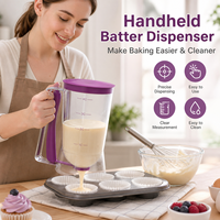 Distributeur de pâte à crêpes en plastique grande capacité 1000 ml avec échelle de mesure, verseur de pâte à cupcakes et muffins à large ouverture, outils de pâtisserie