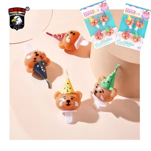 Hot sale cartoons bear animation happy birthday cake toppers bear candles cake decorative candles baking decorative tools