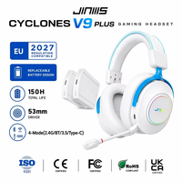 Casque de jeu sans fil OEM JINMS Cyclones V9 Plus avec batterie remplaçable, son surround virtuel 7.1, RGB, léger