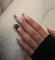 Faux ongles en acrylique faits à la main, design papillon carré 3D avec fleurs, pour femmes, salon de manucure