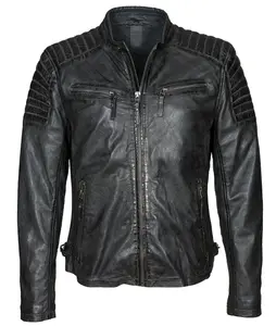 Motard personnalisé de haute qualité Veste en cuir pour hommes Veste en cuir pour hommes - Product Image 1