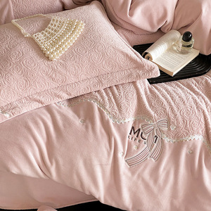 Juego de Funda de Edredón de Lana de Leche Duoximeimiankang, 4 Piezas, Diseño Floral, Ropa de Cama para el Hogar, Cálida para Otoño e Invierno - Product Image 1