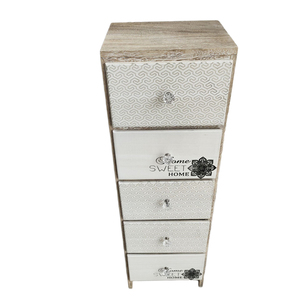 Armoire de rangement moderne en bois <span class=keywords><strong>à</strong></span> 5 tiroirs avec poignées en cristal pour chambre <span class=keywords><strong>à</strong></span> coucher, salon, organisation de la garde-robe - Product Image 2