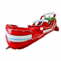 Tobogán Acuático Inflable Híbrido de Doble Carril FAN BOUNCE Crimson Bay de 18 pies, Comercial, de PVC, para Exteriores