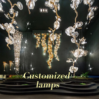 Lampe à suspension de luxe en forme de feuille d'arbre en résine, lampe de plafond LED moderne de designer en verre de fleur pour chambre à coucher