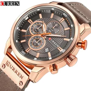 CURREN İzle 8291 Relogio Masculino erkekler su geçirmez Chronograph spor erkek saat üst marka lüks deri adam kol saati