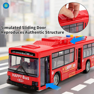 Autobús de Juguete de Inercia a Escala 1:24 con Puertas Abatibles, Luces y Música, Autobús Urbano Educativo de Plástico Seguro para Niños - Product Image 5