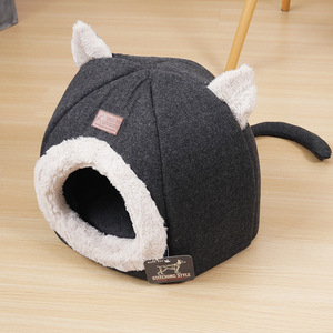 Nid pour chat en tissu tissé doublé de polaire sur mesure, rond, chaud, lavable, pour chat - Product Image 3