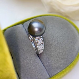 10670 DIY <b>Pearl</b> Accessories S925 Silver <b>Ring</b> Stand with 6-7mm Round Beads Empty Stand Panda <b>Ring</b> - Product Image 2