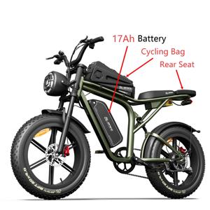 Bicicleta eléctrica de montaña EU Warehouse X80 con llantas gruesas de 20 pulgadas, 250W, 48V, batería extraíble de 17Ah, freno de disco, suspensión completa, todoterreno, resistente. - Product Image 2