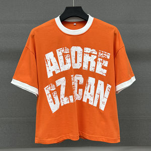 Moda de gran tamaño cuello redondo diseñador camiseta Unisex Boxy francés Terry impreso camisetas verano peso pesado algodón camiseta - Product Image 1