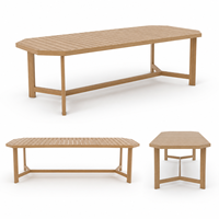 Ensemble de salle à manger d'extérieur moderne 6 places, ensemble de meubles de jardin en teck, table et chaises de patio pour villa, hôtel, restaurant