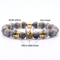 2025 hommes à la mode pierre volcanique perlée pour Bracelet Style classique or couronne charme pierre naturelle Jade bijoux pour l'Islam
