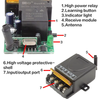Récepteur de relais 1 canal AC220V 30A, télécommande sans fil F433 MHz, interrupteur émetteur pour moteur de portail de garage, pompe à eau