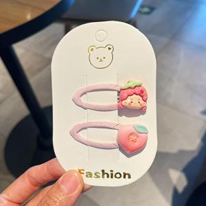 Sevimli kızlar saç klipleri Set karikatür meyve tasarım-çilek karpuz şekiller günlük stil partiler için plastik aksesuar - Product Image 3